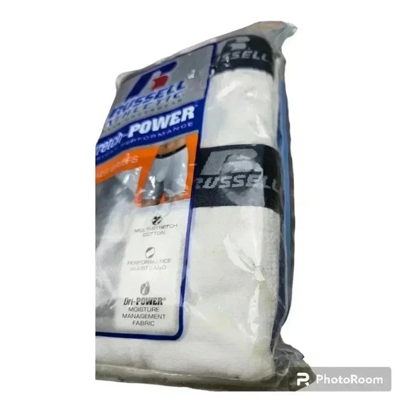Russell Athletic 2 pairStretch-Power Everyday Performance Boxer Briefs White XL - Picture 4 of 5